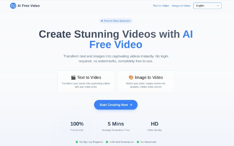 #1 Free AI Video Generator Online - No Watermark | AIFreeVideo.com