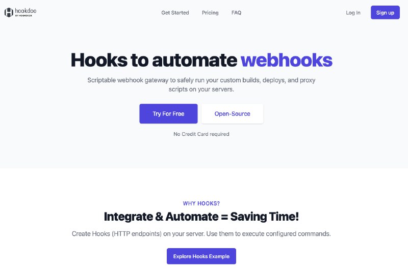 #webhook #自动化hookdoo-可编写脚本的Webhook网关服务hookdoo是用自动化 Webhook的服务它具有可编写脚本的 Webhook 网关，用于在服务器上安全地运行自定义构建、部署和代理脚本