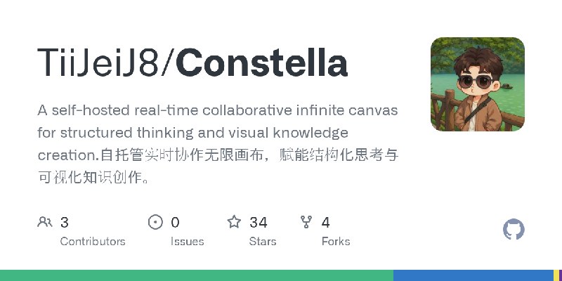 GitHub - TiiJeiJ8/Constella: A self-hosted real-time collaborative infinite canvas for structured thinking and visual knowledge…