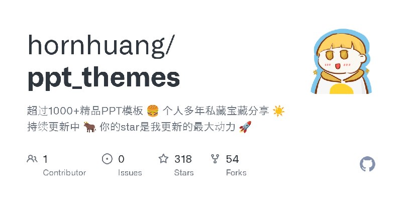 GitHub - hornhuang/ppt_themes: 超过1000+精品PPT模板 🍔 个人多年私藏宝藏分享 ☀️ 持续更新中 🐂  你的star是我更新的最大动力 🚀