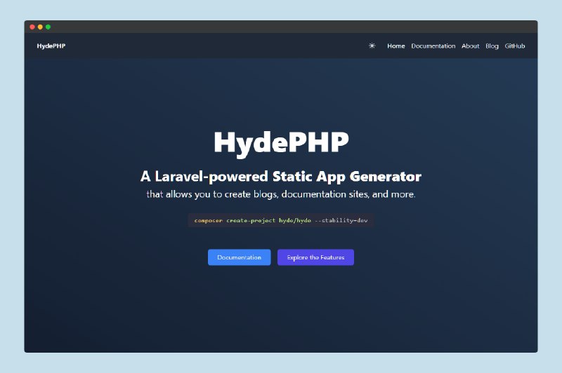 HydePHP - Laravel-Powered PHP Static Site Generator
