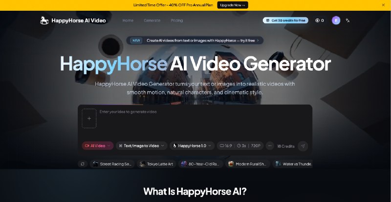 HappyHorse AI Video - 免费 AI 视频生成器