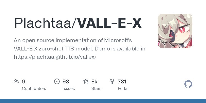 GitHub - Plachtaa/VALL-E-X: An open source implementation of Microsoft's VALL-E X zero-shot TTS model. Demo is available in ht…