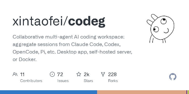 GitHub - xintaofei/codeg: Collaborative multi-agent AI coding workspace: aggregate sessions from Claude Code, Codex, OpenCode,…