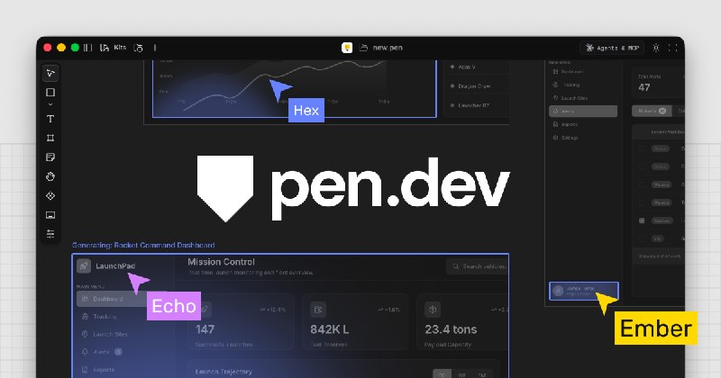 pen.dev – Design on canvas. Land in code.