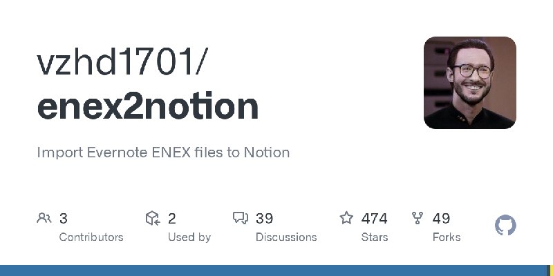 GitHub - vzhd1701/enex2notion: Import Evernote ENEX files to Notion