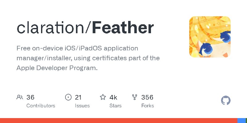 GitHub - claration/Feather: Free on-device iOS/iPadOS application manager/installer, using certificates part of the Apple Developer…