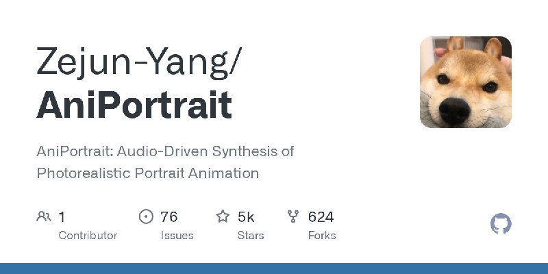 GitHub - Zejun-Yang/AniPortrait: AniPortrait: Audio-Driven Synthesis of Photorealistic Portrait Animation