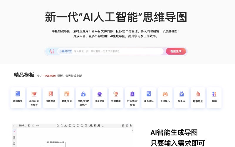 #AI #工具 #软件TreeMind树图-跨平台新一代“AI人工智能”思维导图介绍这是一个结合了AI智能生成导图的工具，支持win、mac、Linux、web版官方提供1105499+ 模板，支持跨平台文件同步，在浏览器，客户端，手机端都可以修改和浏览文件支持多人同时编辑，搭建团队空间，管理工作流程已接入公式，图标，插图，表情包等应用，还有更多外部应用接入中官网：