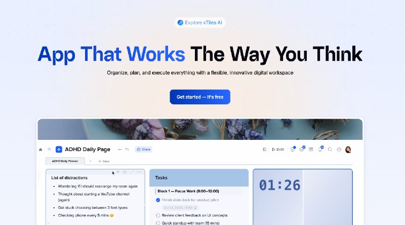 xTiles: ADHD-Friendly Workspace for Life and Work