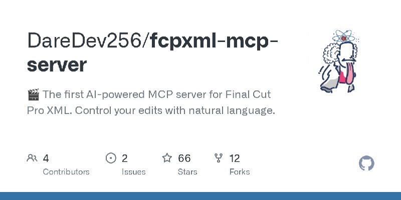 GitHub - DareDev256/fcpxml-mcp-server: 🎬 The first AI-powered MCP server for Final Cut Pro XML. Control your edits with natural…