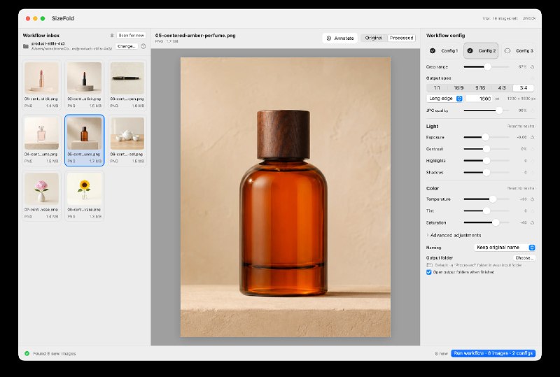 SizeFold — Workflow-based batch image processing on Mac