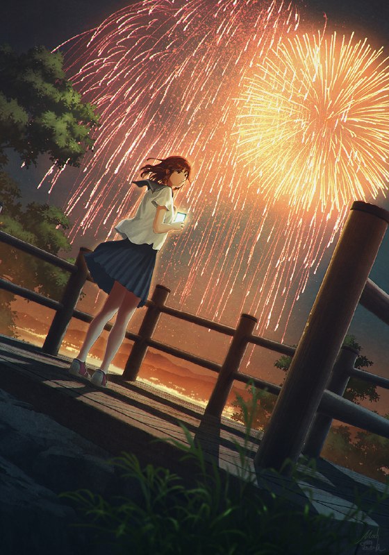 #pixiv日榜#3 願うなら、星と花火が降る夜に