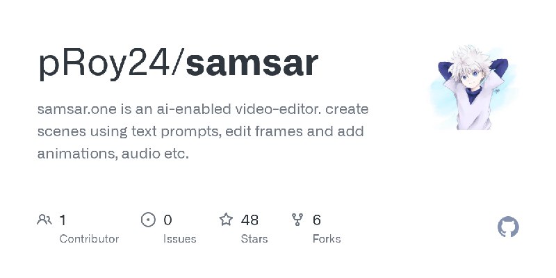 GitHub - pRoy24/samsar: samsar.one is an ai-enabled video-editor. create scenes using text prompts, edit frames and add animations…