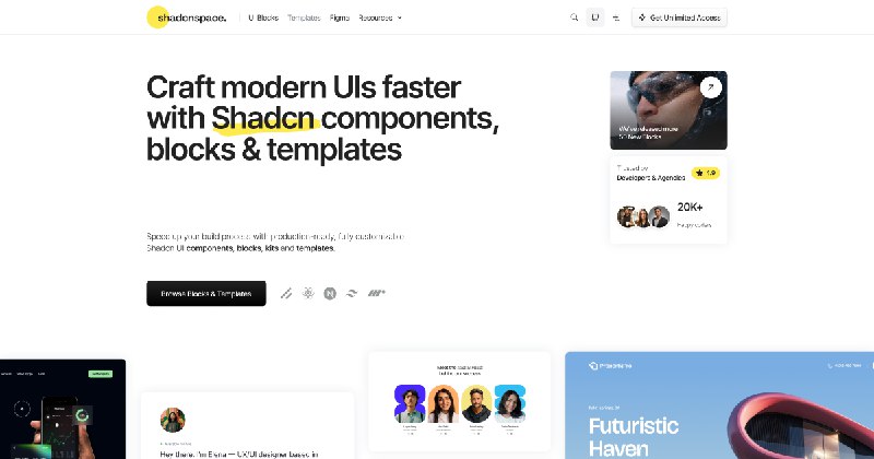 Shadcn UI Blocks, Templates, and Components | Free and Pro
