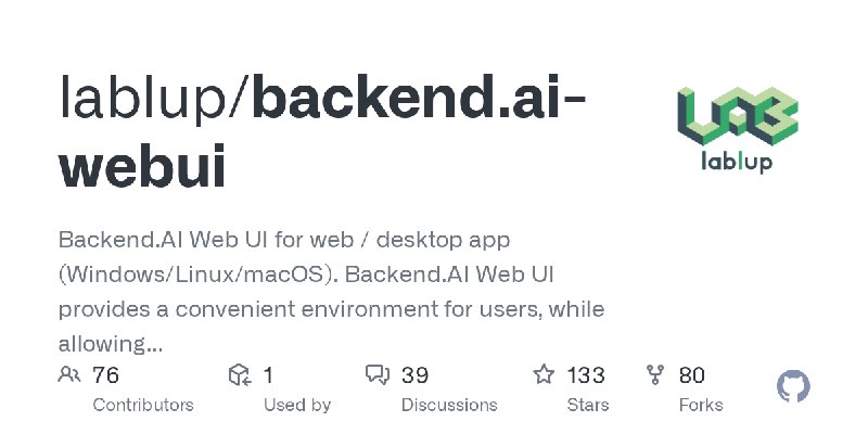 GitHub - lablup/backend.ai-webui: Backend.AI Web UI for web / desktop app (Windows/Linux/macOS). Backend.AI Web UI provides a convenient…