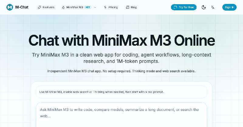 在线使用 MiniMax M3 | M-Chat