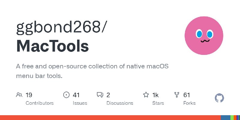 GitHub - ggbond268/MacTools: A free and open-source collection of native macOS menu bar tools.