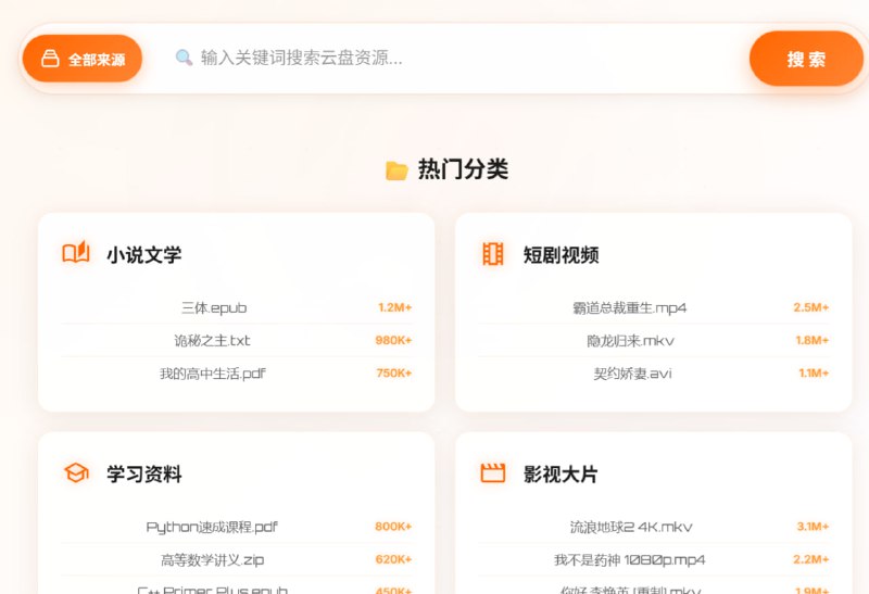 夸夸盘搜 | 聚合云盘高效搜索夸夸盘搜 聚合云盘高效搜索，提供 阿里云盘、夸克网盘、百度网盘、蓝奏网盘、迅雷网盘、天翼网盘、彩和网盘 等网盘资源搜索