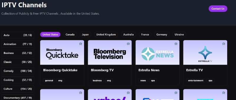 IPTV 频道美国公开和免费 IPTV 频道集，免费观看数千个直播电视频道
