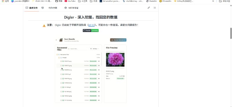 💾 Digler —— 数据“复活”神器🪄 让你的 SSD / HDD 找回误删的文件！🟢 优点：💡 免费 & 开源  🔄 支持多种硬盘类型  ⚡️ 高效恢复，简单易用👉 试试吧： 立即恢复文件频道 | 💬 群组 | 📬 投稿 | 📨 商务#数据恢复 #开源