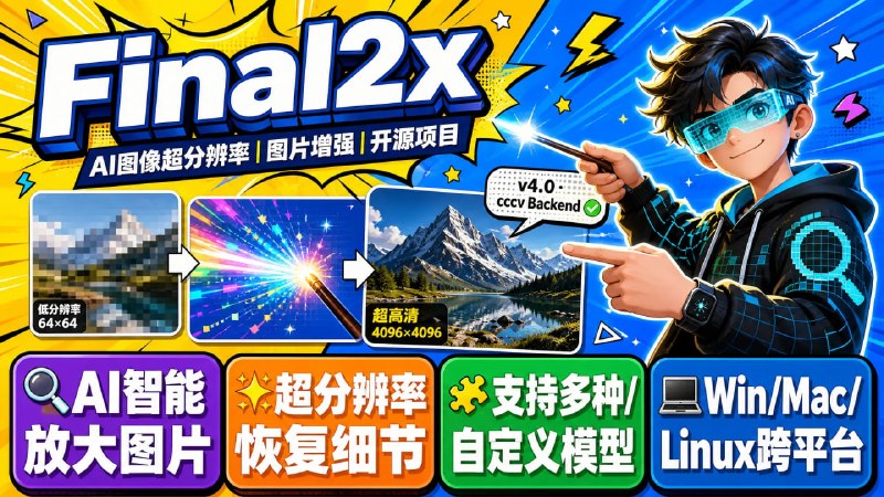 🖼 Final2x — AI 图像超分辨率增强工具📦 AI工具 ｜ 图像处理 ｜ 开源项目
