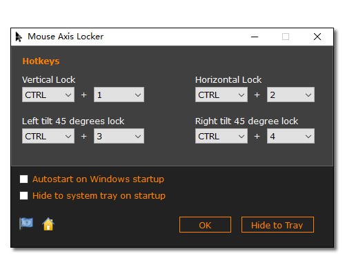 MouseAxisLocker是一个小型 Windows 软件实用程序，只要按下组合热键，它就可以轻松锁定鼠标轴并限制光标在水平、垂直或 45 度对角线模式下移动