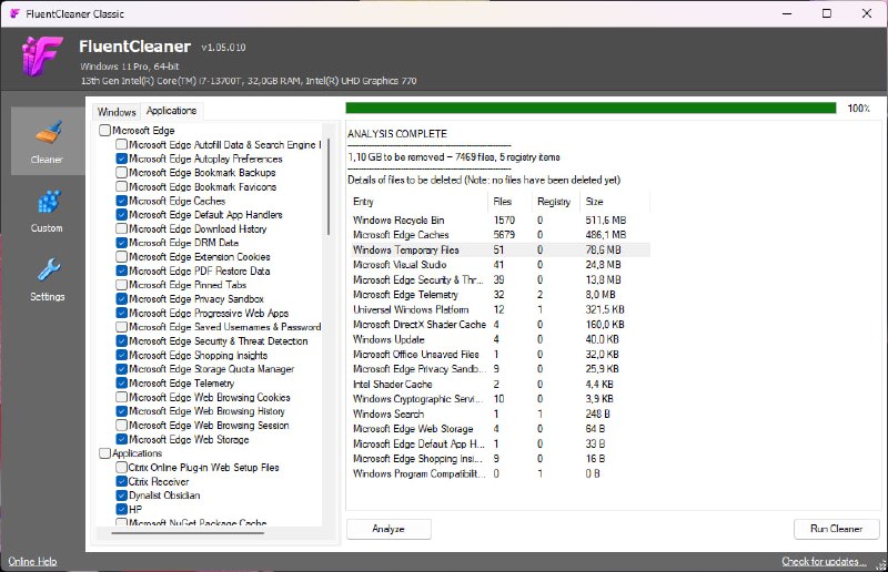 FluentCleaner一款开源免费的 Windows 系统清理工具现代、透明、无间谍软件、无恐吓软件、无暗黑模式、无追加销售的垃圾内容、无虚假注册表魔术