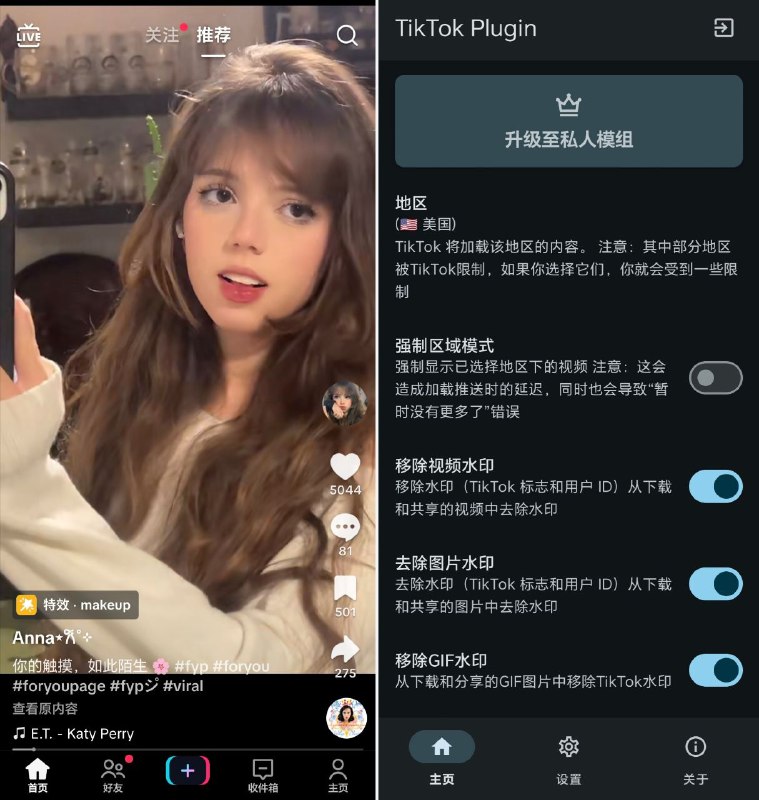 TikTok 解锁版 已更新至最新版本：TikTok：41.1.3Plugin：2.15两个文件都需要下载，否则无法使用