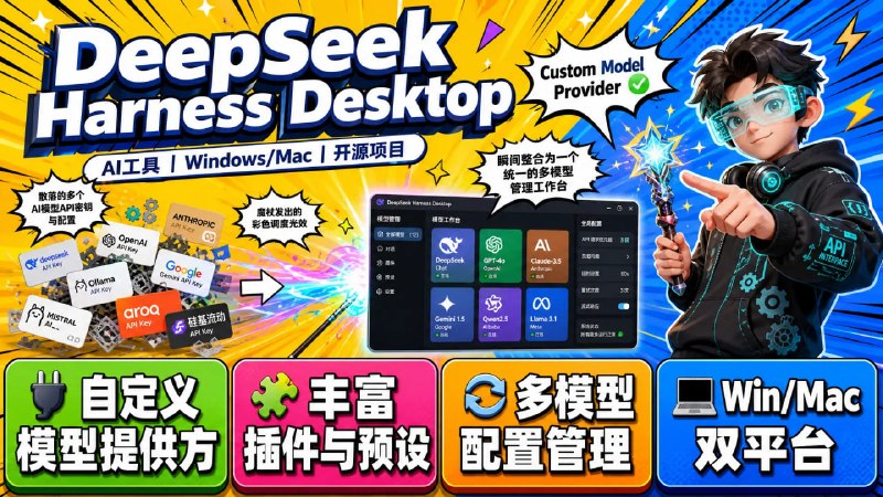 🤖 DeepSeek Harness Desktop + DeepSeek V4 Pro📦 AI工具 ｜ Windows / Mac ｜ 开源项目