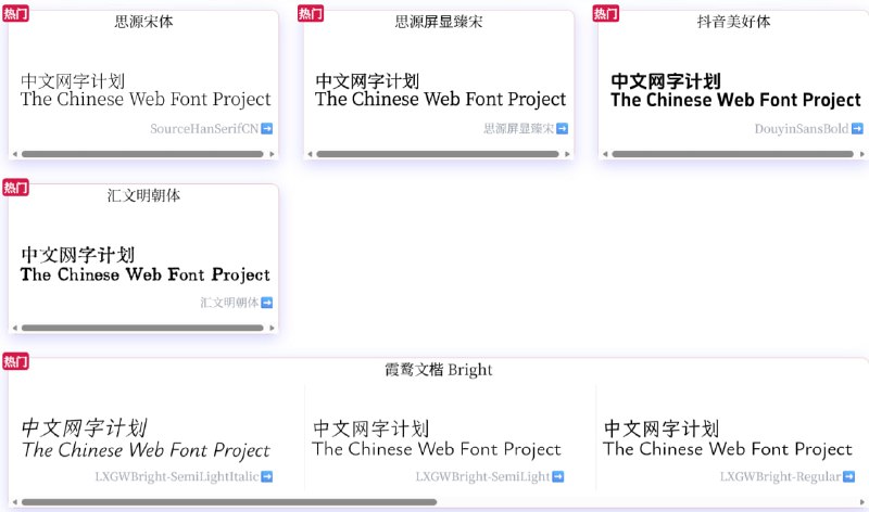 中文网字计划一套开源的、全方位的、全场景的 Web 字体解决方案