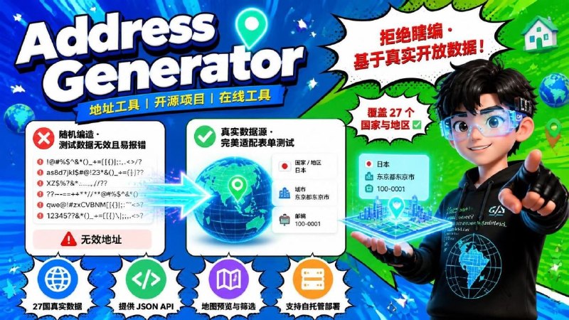 🏠 Address — 27 个国家和地区真实住宅地址生成工具📦 地址工具 ｜ 开源项目 ｜ 在线工具