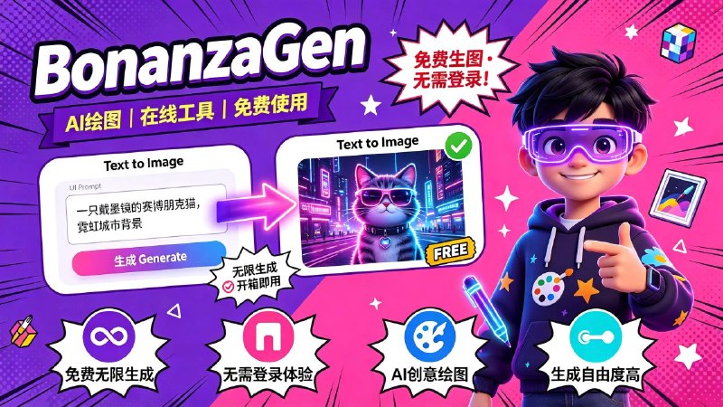 🤖 BonanzaGen AI 生图工具📦 AI 绘图 ｜ 在线工具 ｜ 免费使用