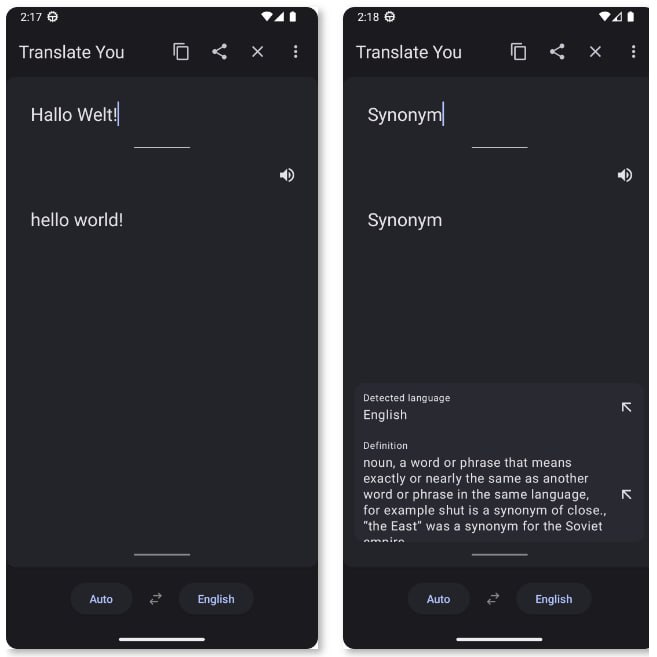 Translate You 是一款使用 Material Design 3 （You） 构建的翻译应用程序