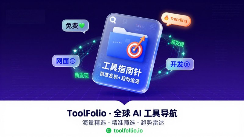 🗂 ToolFolio — 全球顶级 AI 工具与软件导航库「 发现生产力神器 · 每日更新的工具宝典 」核心功能: 🔎 汇集了全球数千款 AI 工具、Saas 软件及开发者资源，分类极其详尽