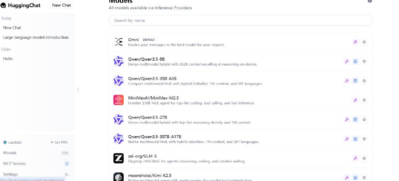 🤖 Hugging Face Chat（全能王）  多模型聚合 · 免费 AI 平台📌 资源介绍：  Hugging Face 官方推出的在线 AI 对话平台，  集成多种主流大模型与生成能力，免费使用