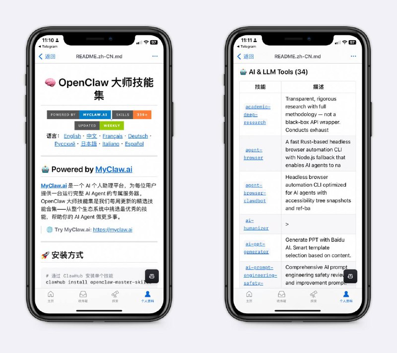精选Skills合集大佬精选，这个合集每周都在更新，里面有很多实用的技能，包括浏览器控制、文件处理、自动化工作流等～