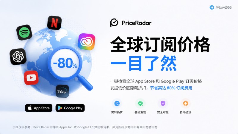 PriceRadar | 全球订阅价格，一目了然