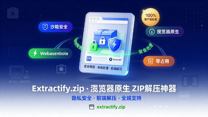 📦 Extractify.zip浏览器原生的 ZIP 在线预览与解压神器📌 网站介绍：一个无需下载即可查看压缩包内容的免费在线工具