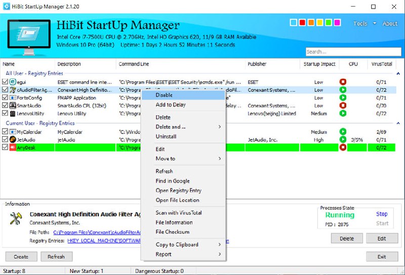 HiBit Startup Manager