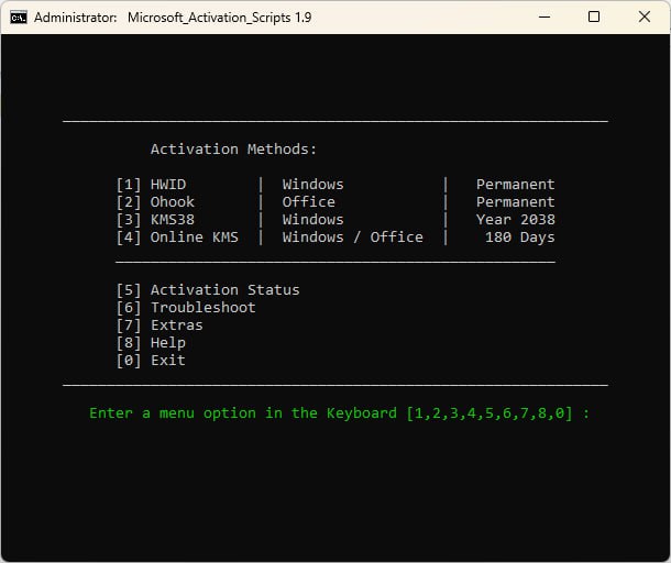 #教程分享微软激活脚本（MAS）采用 HWID / Ohook / KMS38 / 在线 KMS 等方法激活 Windows 和 office 的程序，代码开源，HWID 和 Ohook 可永久激活 Windows 及 Office