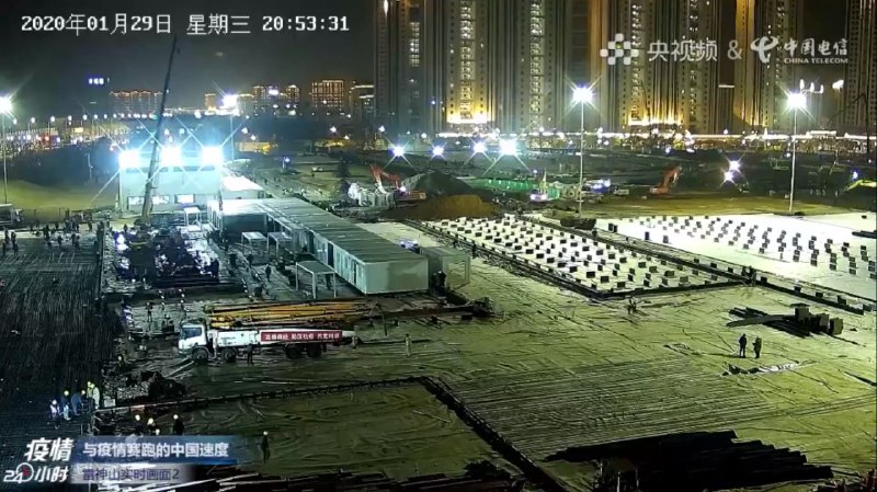 #网站分享 雷神山、火神山医院建设最前线现场直播雷神山实时画面1：