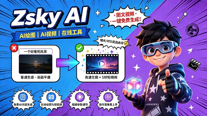 🤖 Zsky AI📦 AI 绘图 ｜ AI 视频 ｜ 在线工具