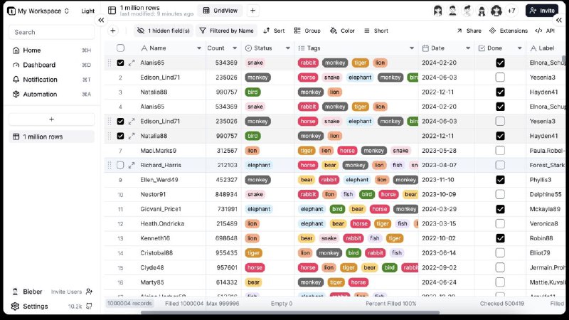 Teable 一个基于 PostgreSQL 的无代码数据库平台，提供类似电子表格的界面，帮助用户快速创建、管理和可视化复杂的企业级数据库应用程序