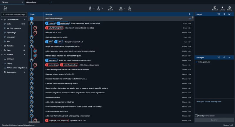Gitnuro跨平台开源 Git 客户端一款免费、跨平台（Windows / macOS / Linux）且开源的 Git 客户端工具