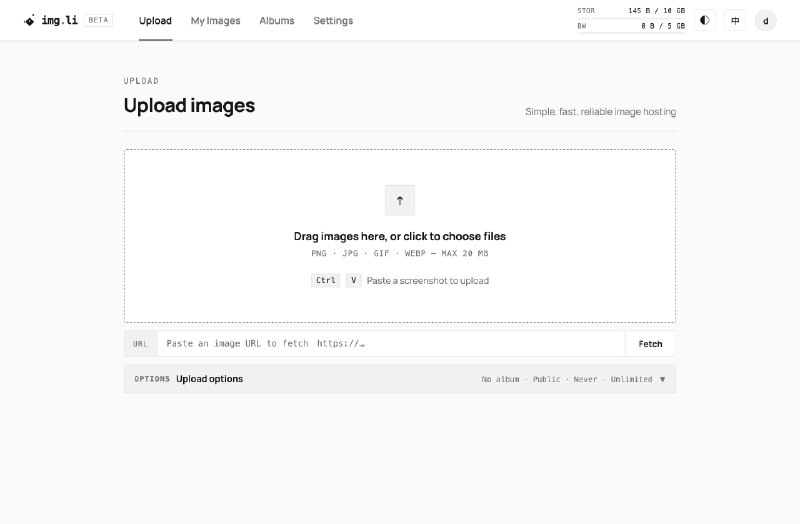 imgli 自托管图床 一跃成链imgli 是 Go 单二进制多用户图床，内嵌 React