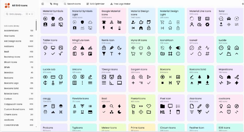 All SVG Icons | 免费的开源 SVG 图标库一个聚合型的 SVG 图标资源网站，主打“免费 + 开源”