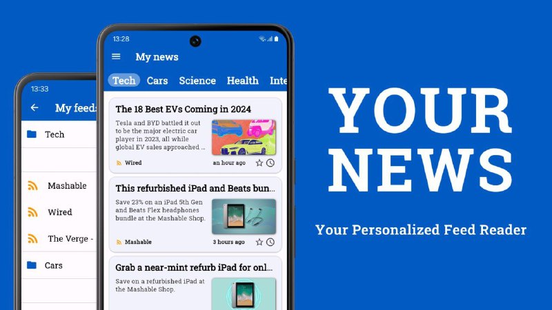 Your News: 一款 Android 端 RSS 阅读器 App无需账号，纯安卓本地不限订阅数，基于 feedsearch.dev API 的 Feed 发现和搜索：