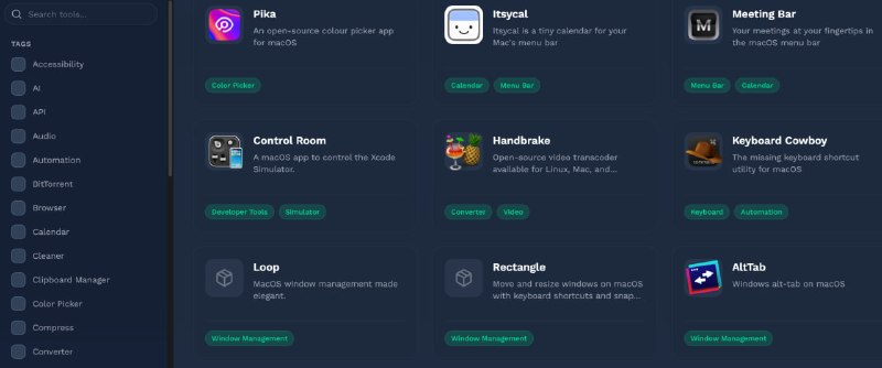 开源 Mac 应用 - 独立好物 --- Open Source Mac Apps - Indie Goodies这是一份为 macOS 用户整理的开源软件合集，汇集了各种高质量的免费开源应用点击访问#开源项目 #macOS