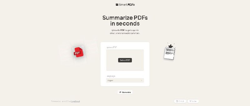 SmartPDFs AI 驱动的 PDF 智能解析工具基于 Llama 3 技术，Together AI 团队开发的 SmartPDFs 可自动分析 PDF 文档，精准提取核心内容，并生成结构化摘要，帮助用户快速掌握重点